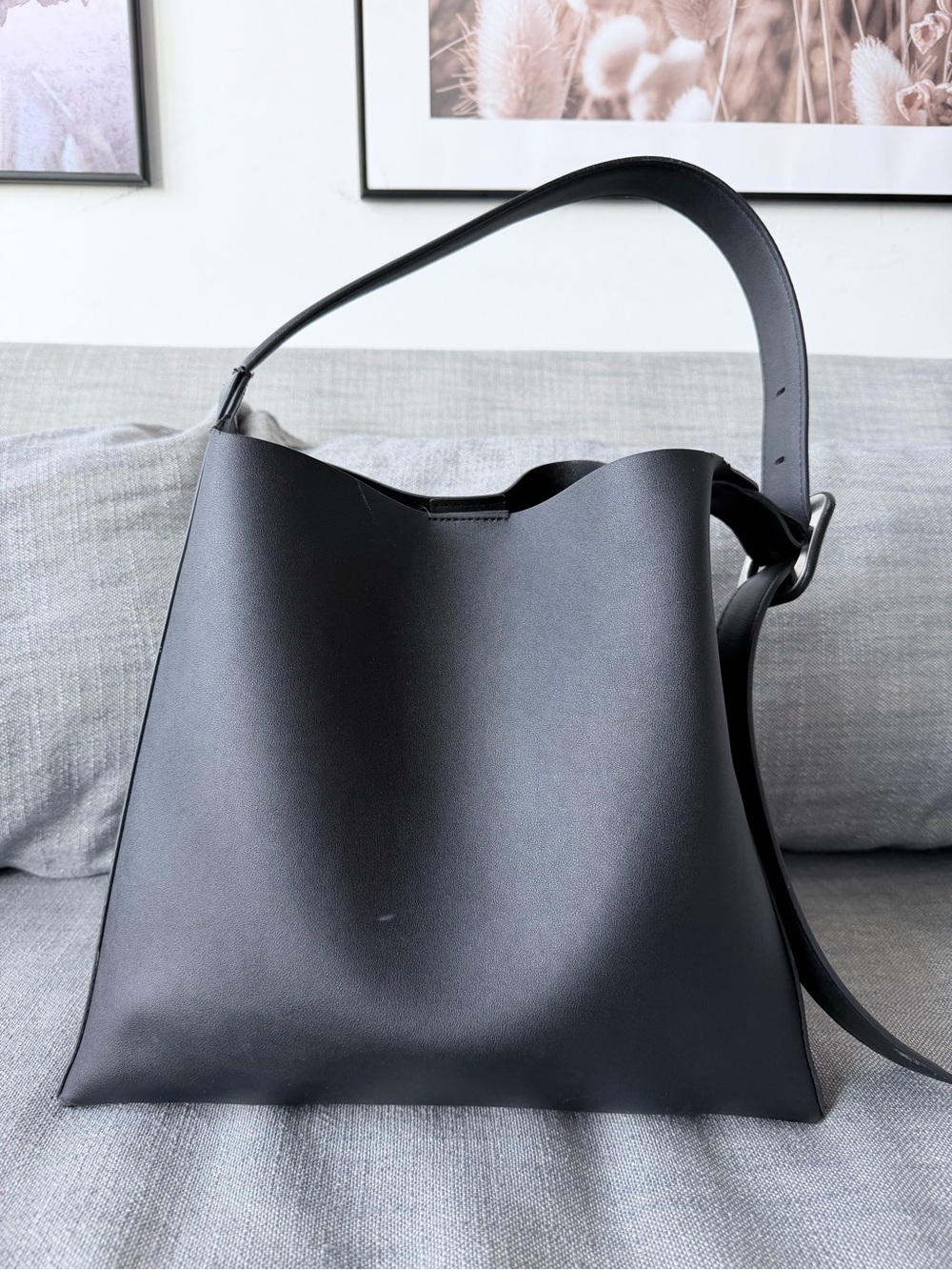 Mango Black Structured Hobo Shoulder Bag - Picture 3 of 9